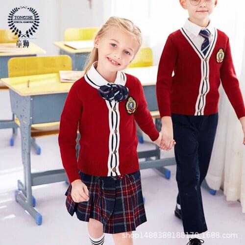 Childrens School Uniform Kids Kindergarten Uniforms Students 4-piece British Academic School Outfits Chorus Clothing D-0558