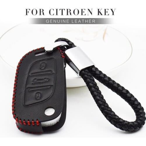 For Citroen C4l Berlingo C3 C4 Xsara Picasso C1 C8 Ds3 Ds5 Ds4 Car Styling Key Case Protect Cover Leather Key Ring Shell Bag Fob