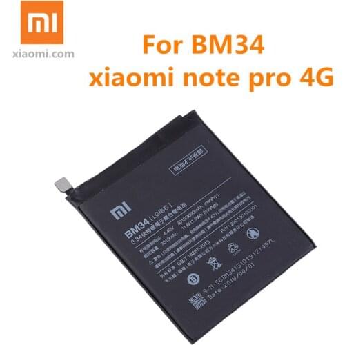 For Xiaomi Mi Note Pro 4G Authentic Phone Battery 3090mAh XiaoMi Original Xiaomi Mi Note Pro 4G Replacement Battery BM34+tools