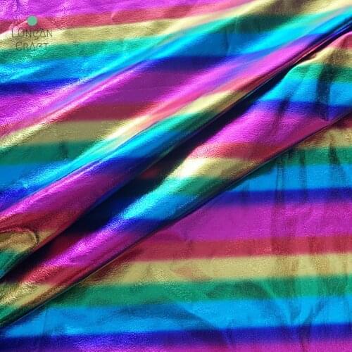150cm*50cm Elastic Shiny Laser Fabric Festival Decoration Stage Dancing Clothing Spandex Fabric Rainbow Color Stretch Fabric
