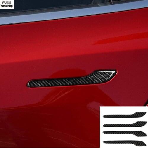 Epoxy carbon fiber 4pcs/lot door door handle sticker protective film door handle For Tesla Model 3 2017 2018 2019
