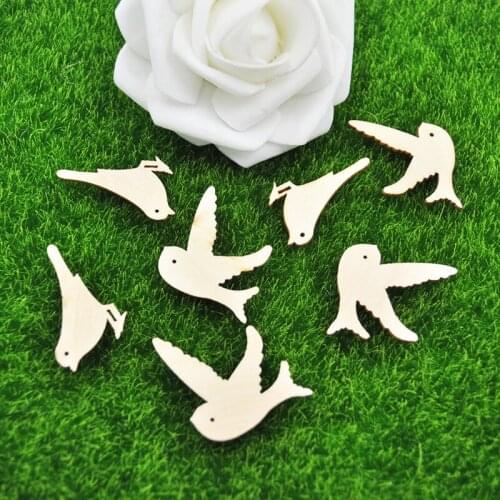 Happymems Wood Birds 24pcs/lot Natural Pine Wood Wooden Shapes DIY Craft Vintage Veneer Home Decorations Wood DIY Crafts Gifts
