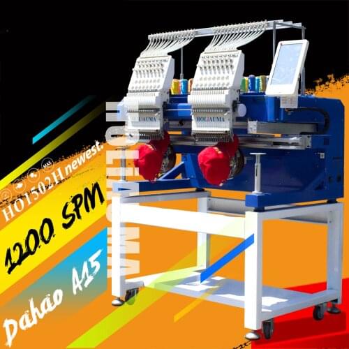 HO1502N 15 needles two heads high speed computer embroidery machine better than yuemei embroidery machine for cap/tshirt/flat