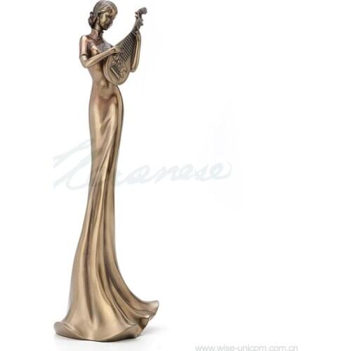 Cold cast copper Slender Womens Band Pipa hand home Operation Factory Statue Privileges Figure sculpture