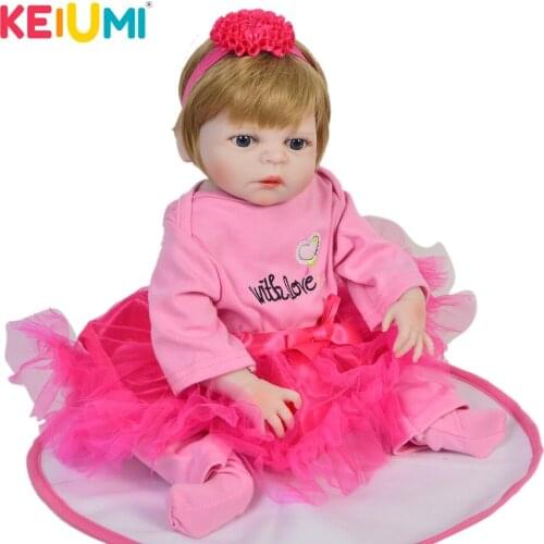 KEIUMI Lovely 48 cm Waterproof Vinyl Babies Reborn Realistic Princess Full Silicone Reborn Baby Doll Toy For Kids Playmates