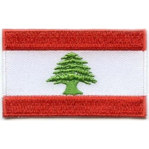 Lebanon Patches On Clothes Personalized Fabric Labels Custom Shirt Labels Made by Twill with Flat Broder Iron On Backing