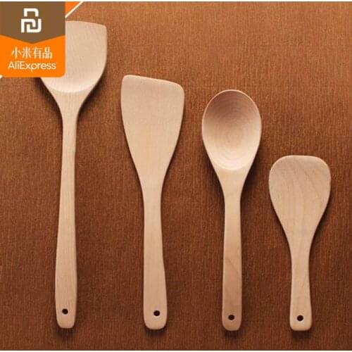Four-piece youpin mijia imported shovel shovel spoon solid wood kitchen spoon stirring cooking utensils dinner food wok supplies