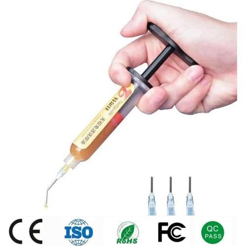 MaAnt Solder Paste Flux Booster Aluminum Alloy Propulsion Tools Manual Syringe Flux Mate Solder Paste Plunger Dispenser 3 Needle