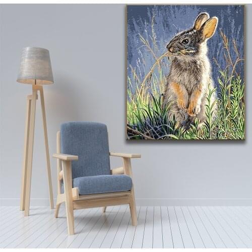 Cute Rabbit DIY Painting By Numbers Kits Coloring Paint By Numbers Modern Wall Art Picture Gift Animals Hand Painted Home Decor