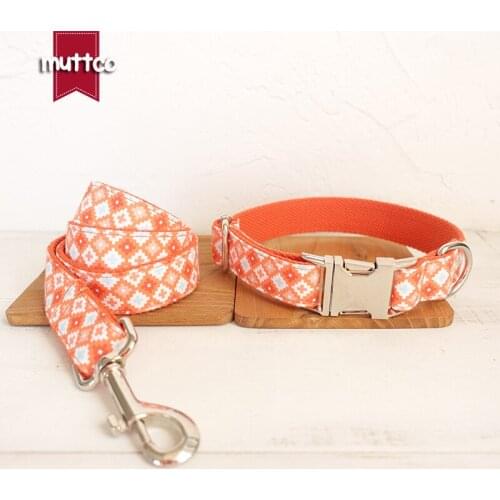 MUTTCO retailing creative self-design dog collar THE BISCUIT handmade 5 sizes nylon dog collars and leashes set UDC065