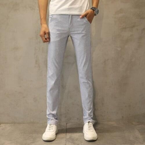 Man Long Pants Spring Autumn 2021 Brand Fashion Men Business Casual Pants Slim Straight Trousers Solid Color