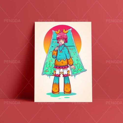 Wall Art HD Prints Cartoon Cute Girl Home Decor Poster Pictures Colorful Canvas Cool Paintings For Living Room No Frame Artwork
