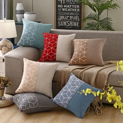 Lake Blue Silver Chenille Cushion Cover 45*45CM Nordic Geometric Hug Pillowcase Household Goods Solid Color Pattern Sofa Pillows