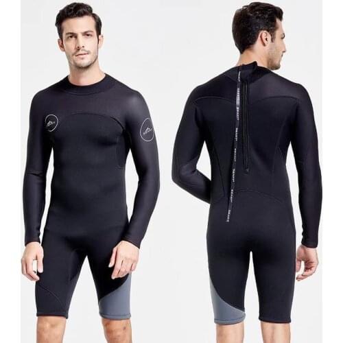 SBART 3MM Neoprene Nylon Mens Wetsuit One-piece Long Sleeve Shorty Diving Suit Keep Warm Surfing Fishing Snorkeling Wet Suits