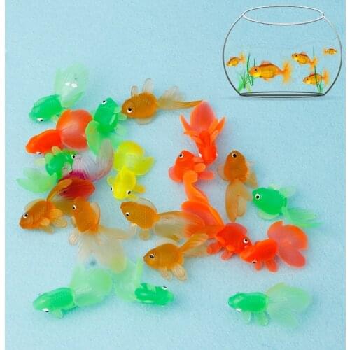 New 20pcs Rubber Simulation Small Goldfish Gold Fish Kids Toy Decoration Bath Toy