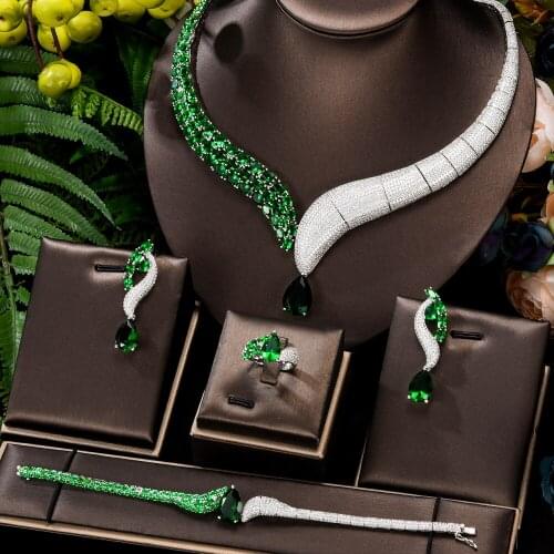 New 4PCS Luxury Bridal Wedding Gorgeous Sparkling Pendant Earrings Necklace Jewelry Set Super CZ New Fashion Jewelry necklace