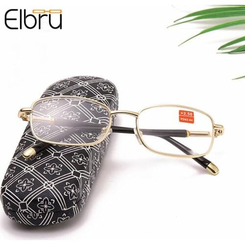 Elbru Classic Women Men Metal Frame Reading Glasses Vintage Antifatigue Clear Lens Presbyopic Eyeglasses Diopters 1.0 3.5 4.0