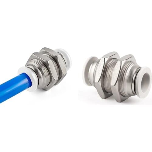 PM Straight Pneumatic Quick Connector 4 6 8 10 12MM Hose White Air Connector Copper Baffle Diaphragm Connector