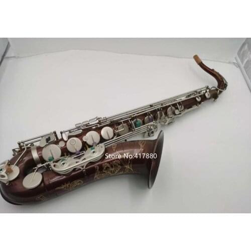 Professional Brand Tenor Saxophone Bb Antique copper Flat Sliver Keys Musical instrument With Accessories Free Shipping