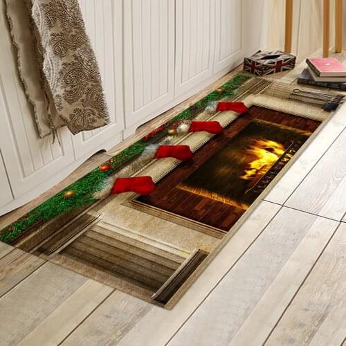 3D Printed Merry Christmas Mats Indoor Doormat Winter Living Room Mat Kitchen Rugs Washable Antislip Bathroom Bedroom Carpet