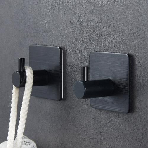 Self Adhesive Hook Home Kitchen Wall Door Hook Key Holder Rack Towel Hanger Bathroom Without Trace Nail Hooks Aluminum