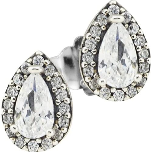 Genuine 925 Sterling Silver Earrings for Women Radiant Teardrop Stud Earrings Party Wedding Jewelry Gift brincos Wholesale E100