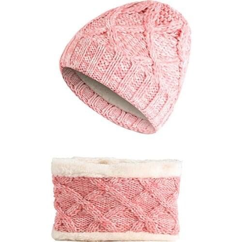 Winters Set Hat Scarf Kids Warm Caps New Hot Thick Plus Velvet Hat For Girls Boys and Scarf Sets Mix Colors Knitted Beanies