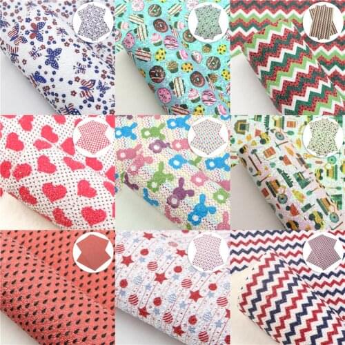 Shimmer Chunky Glitter Faux Leather Sheets Watermelon Animal Printed Synthetic Leather Fabric 20x33cm for DIY Hair Bows
