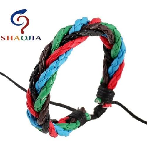 Lovers Punk Lace-up Bracelet For Women Men Colour Leather Mixing Cross Wristband Leather Wrap Bracelets Ethnic Vintage Jewelry