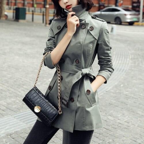 High-end Windbreaker Womens Fashion Short Coat Mid-length Is Thinner 2021 New Spring and Autumn Korean Style Trend