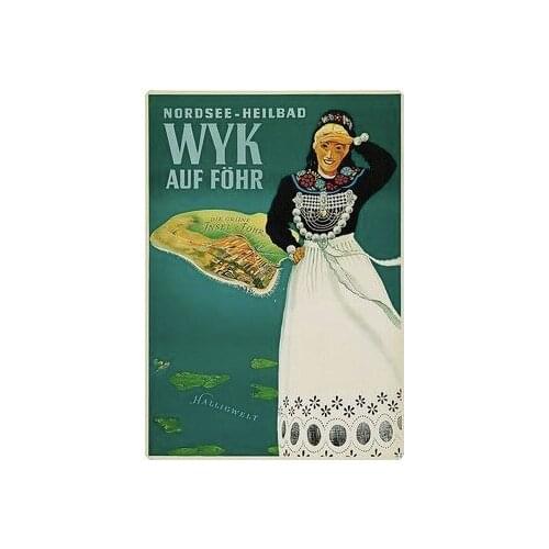 WYK Auf Fohr German Germany Travel Tour Retro Vintage Poster Canvas Painting DIY Wall Paper Posters Home Decor Gift