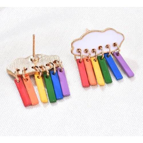 Korean Style Colorful Cloud Earrings Woman Accesories Exquisite Rainbow Pendant Jewelry Earing Sets Women 2021 New Arrivals
