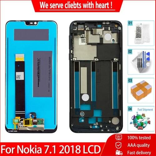 5.84" AAA Quality For Nokia 7.1 2018 LCD Touch Screen Replacement For Nokia N7.1 Display Digitizer Assembly With Frame Parts