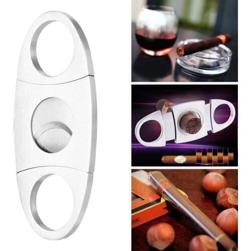 1Pc Stainless Steel Cigar Cutter Double Blade Portable Pocket Cigar Cutter Knife Scissor Shear Guillotine Cigar Accessories Gift