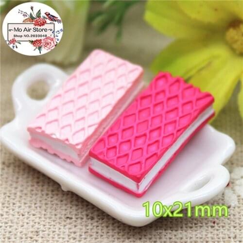 Puffing biscuits dessert 10PCS 10x21mm Resin Flatback Cabochon Miniature Food Art Supply Decoration Charm Craft