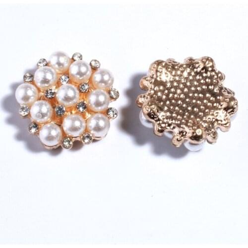 10PCS 17MM/22MM New Pearl Wedding Diamond Buttons For Factor Outlets Rhinestones Buttons Embellishment For DIY Hair Accessory