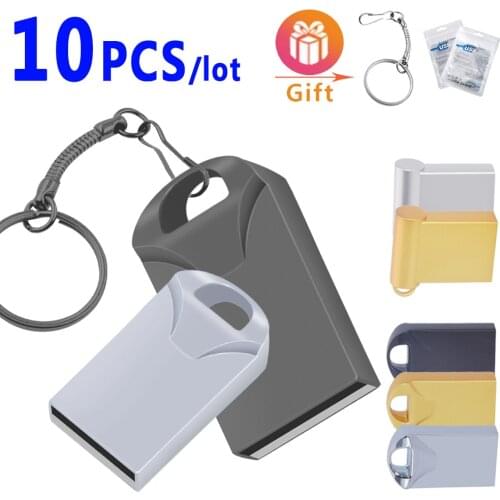 10pcs/lot Mini Metal USB 2.0 Flash Drive 4G 8G 16GB 32GB 64GB Personalized Pen Drive USB 64GB 32GB Memory Stick flasjh drive
