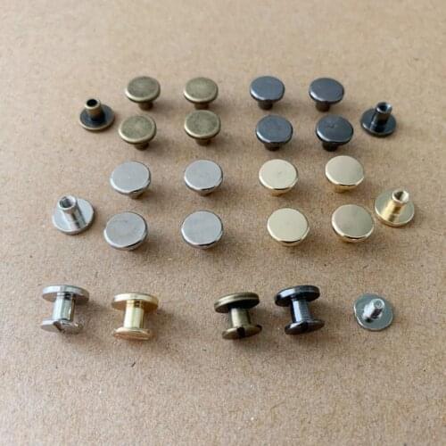 100pcs Pure copper Leather Craft Solid Nail Bolt Bookkeeping Round Head Screws Strap Rivets Screw for Luggage Craft