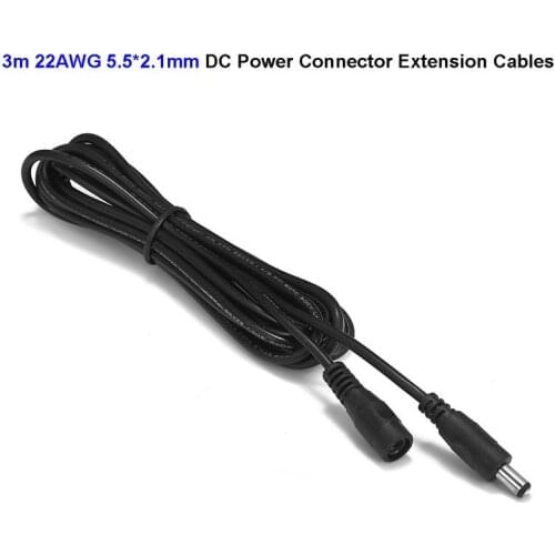 200pcs CCTV Camera DC Power Cable 5.5 x 2.1mm 12V Jack Connector Adapter Wires 0.5m 1m 2m 3m 5m 10m DC Cable For RGB LED Strip