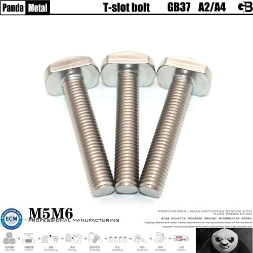 THE) 304 stainless steel T-bolt, Chinese standard GB37 head T-shaped keyway screw, A2 screw diameter M5-M6