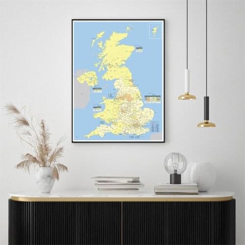 59*84cm The United Kingdom Political Distribution Map Wall Art Poster Canvas Painting Living Room Home Decor School Supplies