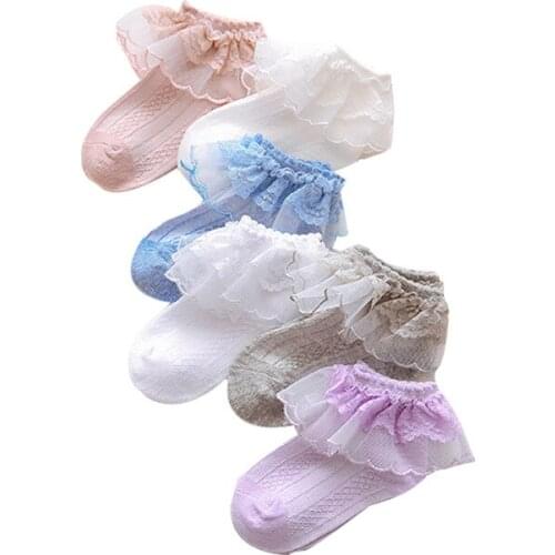 White Non Slip Set Summer Cotton Color Socks Cute Mesh Ruffl Newborn Baby Girl Kids Socks Toddler Ropa Bebe Baby Stuff BW50TW