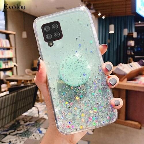 Glitter Ring Holder Case For Samsung A71 A51 5G A02S A31 A21 A91 A81 A70 Stand Socket Silicone Cover For Galaxy A50 A50S A30S