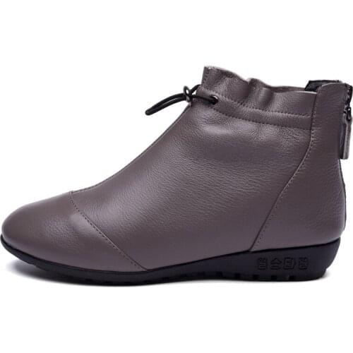 Martin Boots Leather Womens Summer Flat Shoes Spring And Autumn Soft Leather Soft Bottom Shoes Low-heeled Womens Boots