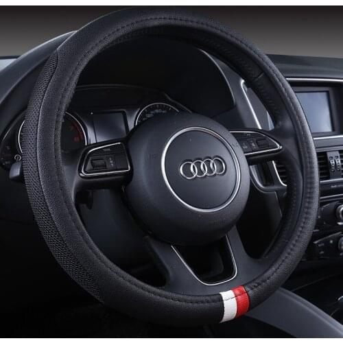 Leather and flax splicingCar steering wheel cover 3D splicing steering wheel sleeve slip proof 38cm four seasons cover 5colors