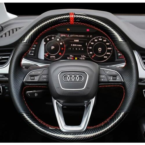 Suitable for Audi A3 A5 A7 A4L A6L Q3 Q5L Q7 A1 RS3 RS4 TT hand-stitched leather suede carbon fiber steering wheel cover
