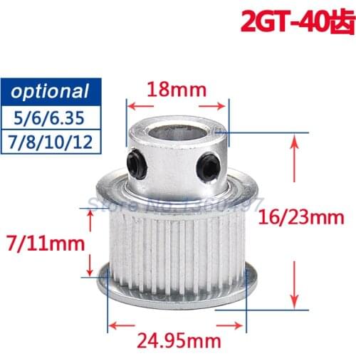 3D printer parts 40 teeth Timing Pulley for Width 6mm 10mm belt CNC Aluminum bore 5/6/6.35/7/8/10/12mm OD22mm GT2