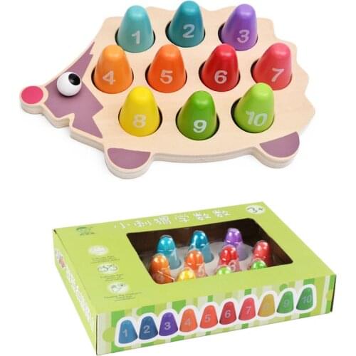 Children Educational Wooden Toy Montessori Toys Math Toy Cartoon Colorful Hedgehog Matching Numerals Infant Baby Christmas Gift