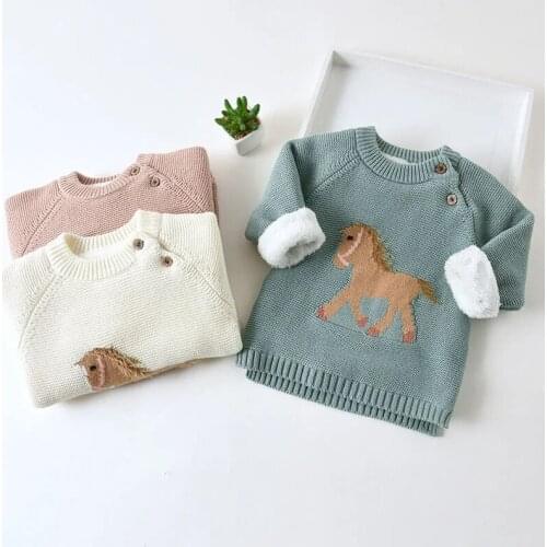 Kids Boys Girls Sweaters Clothes Baby Toddler Warm Sweatshirt Coats Children Cartoon Thicken Tops Knitted Wool Pullover Clothing