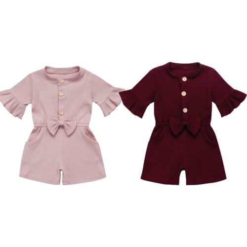 1-5 Years Toddler Baby Girls Bow Romper Jumpsuit Sunsuit Clothes Overall Outfits